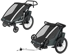 THULE Chariot Cross 2 Double - dwuosobowa przyczepka rowerowa 2w1 Multisport | Dark Slate