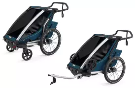 THULE Chariot Cross - jednoosobowa przyczepka rowerowa 2w1 Multisport | Aluminum/Majolica Blue