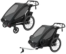 THULE Chariot Sport 2 - dwuosobowa przyczepka rowerowa 2w1 Multisport | Midnight Black on Black