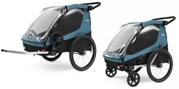 THULE Courier - dwuosobowa, wielofunkcyjna przyczepka rowerowa 2w1 | Aegean Blue