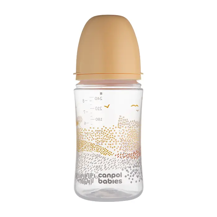 CANPOL BABIES -  Butelka antykolkowa EasyStart 240ml | MOUNTAINS żółta