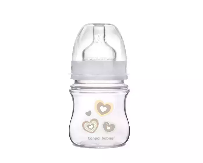 CANPOL BABIES - butelka szeroka antykolkowa 120 ml Easy Start | NEWBORN BABY beżowa