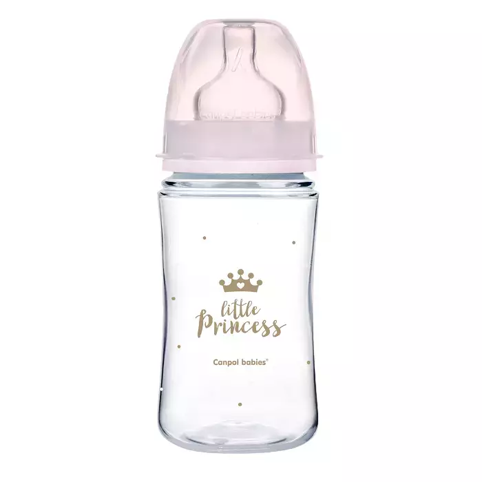 CANPOL BABIES - butelka szeroka antykolkowa 240 ml PP EasyStart | ROYAL BABY różowa