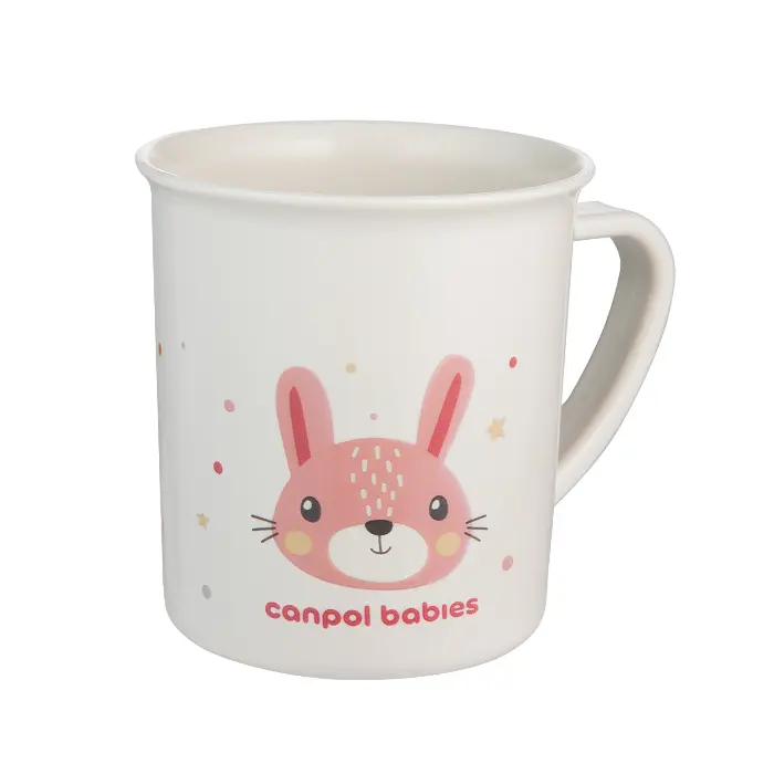 CANPOL BABIES -  kubek plastikowy z uchem dla dziecka 170 ml CUTE ANIMALS | KRÓLICZEK