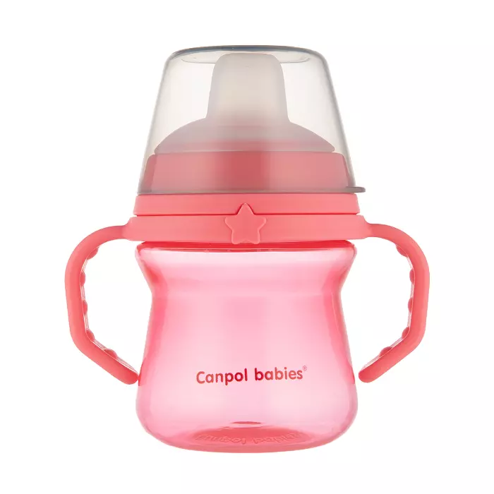 CANPOL BABIES - kubek z silikonowym ustnikiem FirstCup 150ml | różowy