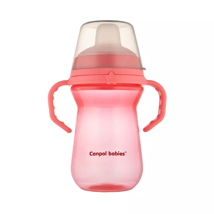 CANPOL BABIES - kubek z silikonowym ustnikiem FirstCup 250ml | różowy