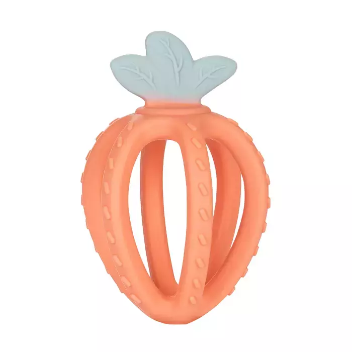 CANPOL BABIES -  sensoryczny gryzak 3D silikonowy TRUSKAWKA | Pomarańczowy