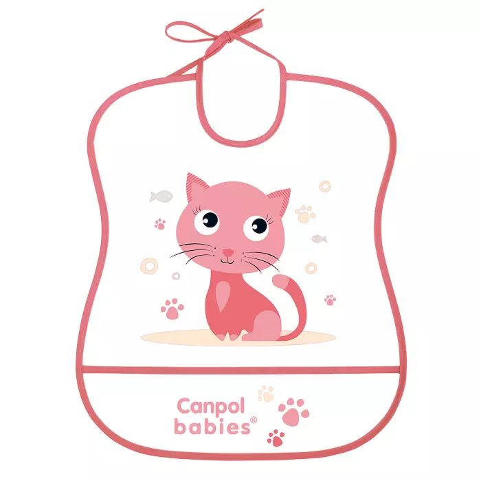 CANPOL BABIES - śliniak zmywalny CUTE ANIMALS 1szt. | Kotek