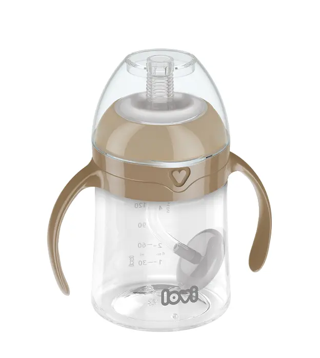 LOVI - pierwszy kubek ze słomką z odważnikiem 150 ml Brown | 6m+