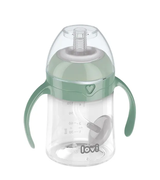 LOVI - pierwszy kubek ze słomką z odważnikiem 150 ml Green | 6m+