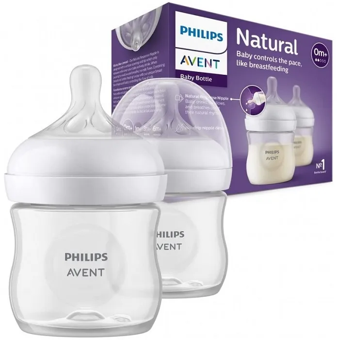 PHILIPS AVENT Natural Response - 2 responsywne butelki antykolkowe 125 ml | 0 m+