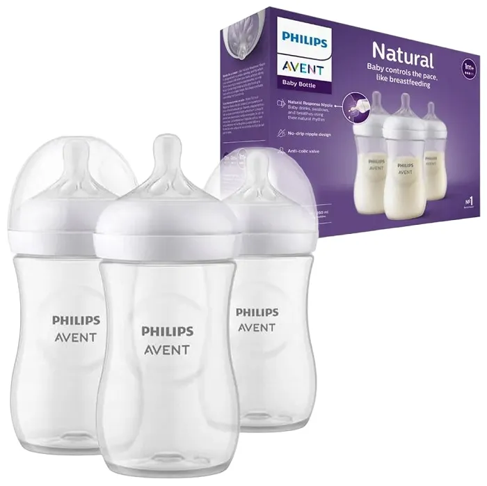 PHILIPS AVENT Natural Response - 3 responsywne butelki antykolkowe 260 ml | 1 m+