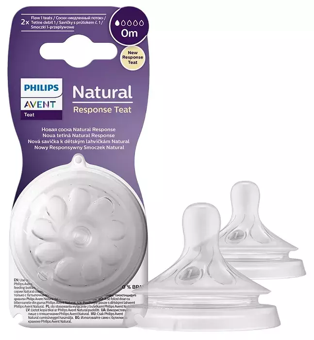 PHILIPS AVENT Natural Response - responsywny smoczek do butelki 2 szt. | 0 m+ NOWORODEK