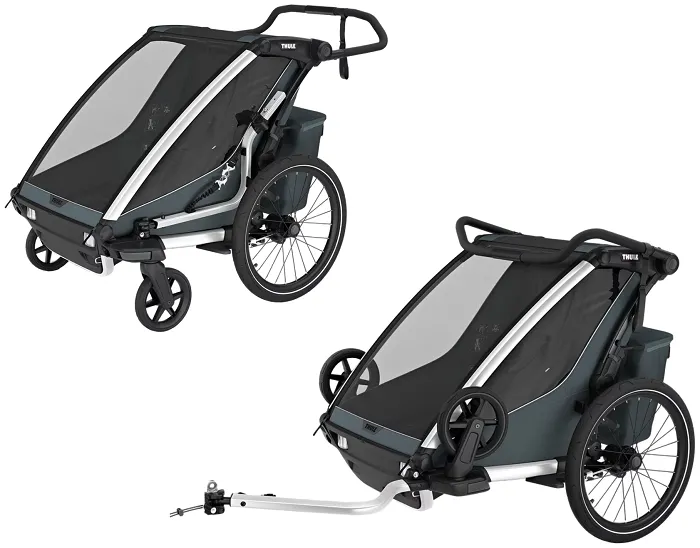 THULE Chariot Cross 2 Double - dwuosobowa przyczepka rowerowa 2w1 Multisport | Dark Slate