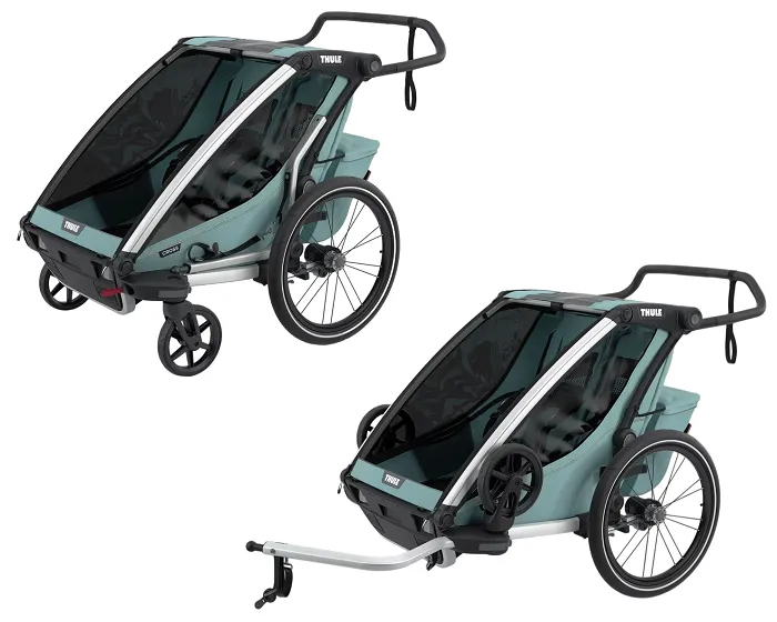 THULE Chariot Cross - dwuosobowa przyczepka rowerowa 2w1 Multisport | Aluminum/Alaska