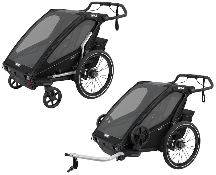 THULE Chariot Sport 2 - dwuosobowa przyczepka rowerowa 2w1 Multisport | Midnight Black on Black